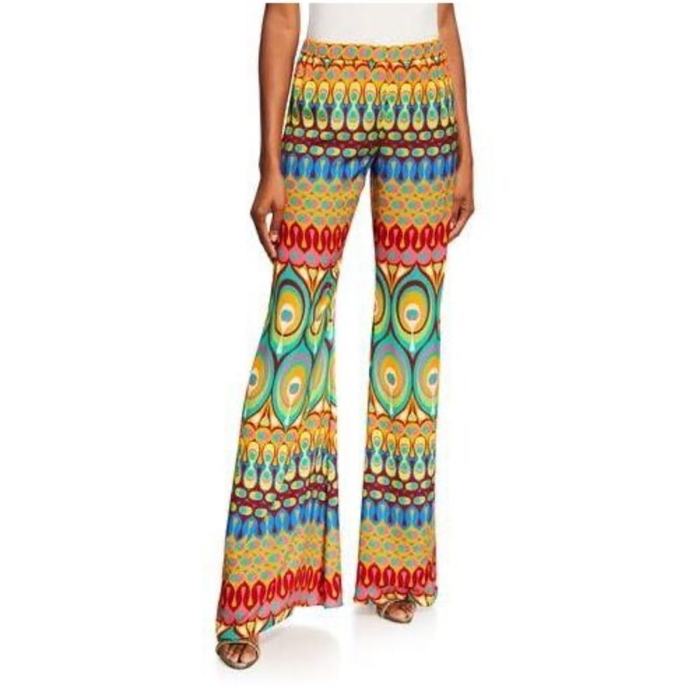 Alexis Malone Printed Wide-Leg Mid Rise Elastic Waist Pants Size XS